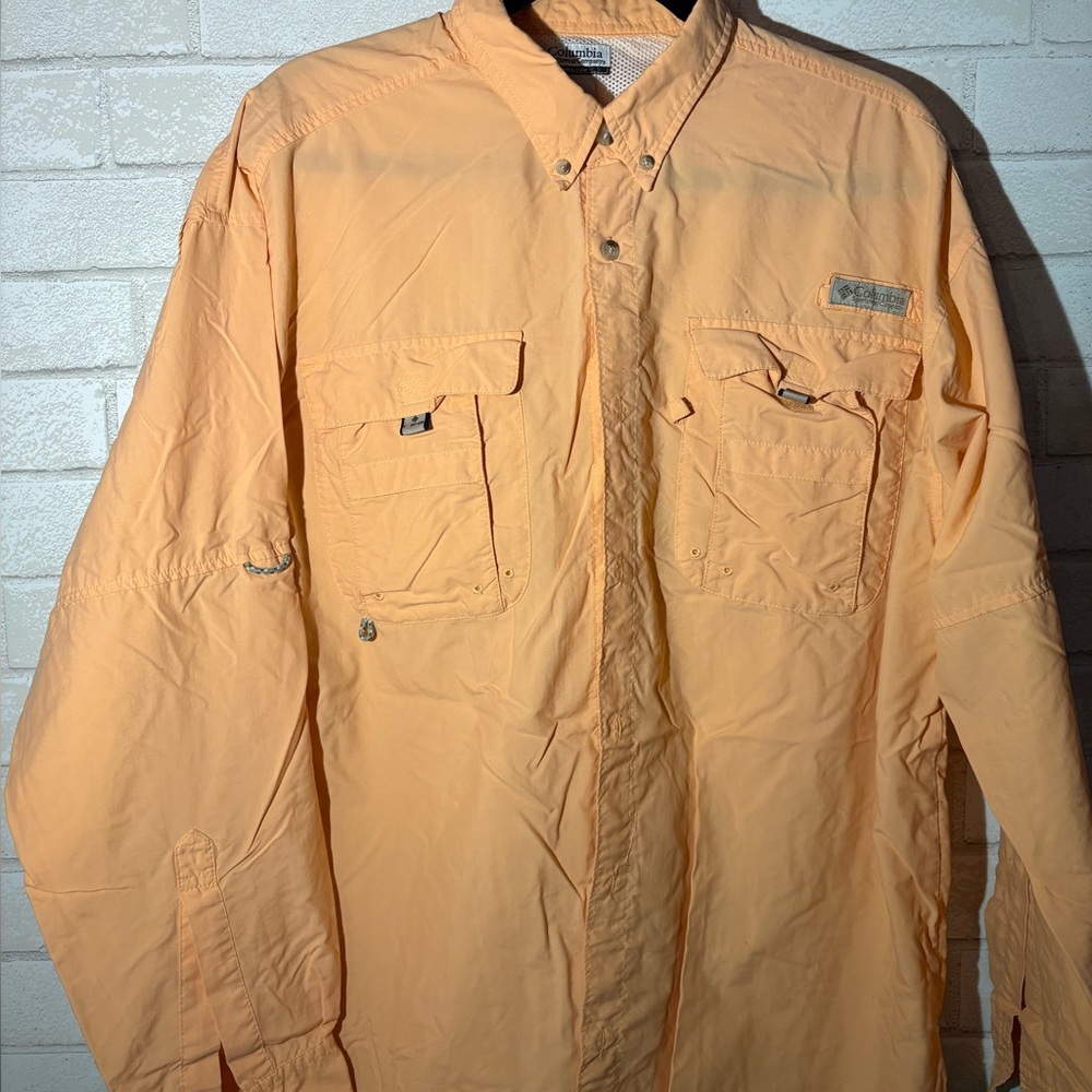 Columbia PFG Shirt Mens L Vented Fishing Long Sleeve Button‎ Down Mesh UPF 30+
